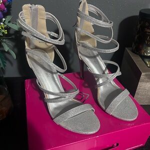 Elegant Silver Strappy Heels